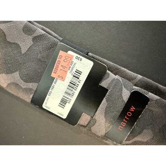 NWT J Ferrar Narrow Tie Charcoal Gray Camo Print 100% Cotton Men’s Necktie - Picture 2 of 5